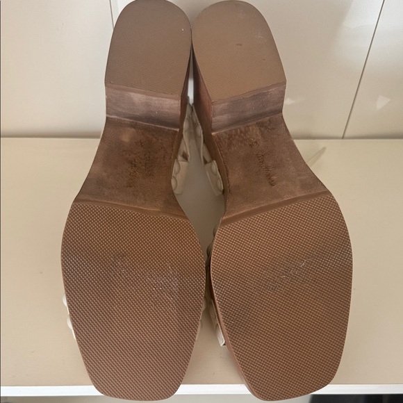 Sam Edelman Size 8.5 Josefine Heeled Platform Ivory Leather Blocked Heel Sandals - Picture 13 of 16